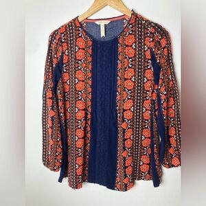 💜 Matilda Jane Women’s Orange & Blue Size Medium Long Sleeve Top